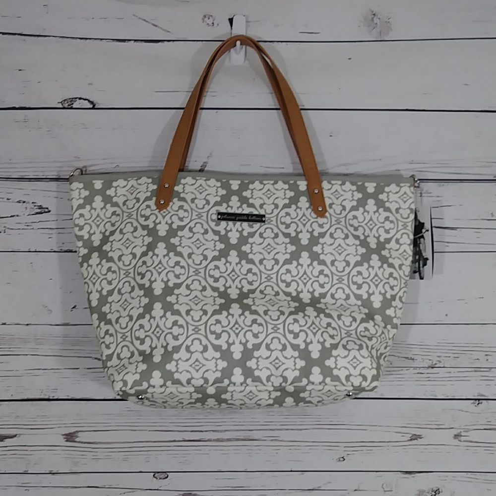 Petunia Pickle Bottom Downtown Tote Gray White NEW